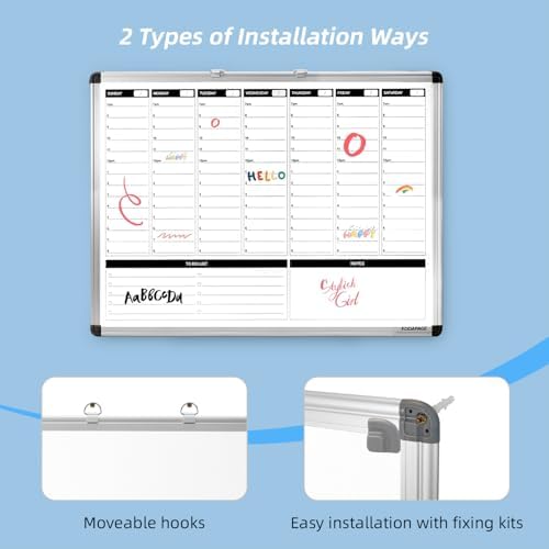 Weekly Dry Erase Board, Weekly Planner whiteboard with Hourly time Slots, Whiteboard Weekly Calendar for Schedule for wall 24" X 18" Double-Sided for Office, Home and School - Image 4