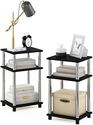 Furinno JUST Toolless 3-Tier Side Table Set of 2, Open Shelf, Americano by Furinno-FitsYourSpaceFitsYourBudget
