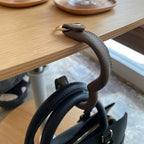 Top-Grain Leather Handbag Hanger, Foldable Purse Hook, BlueGray - Image 4