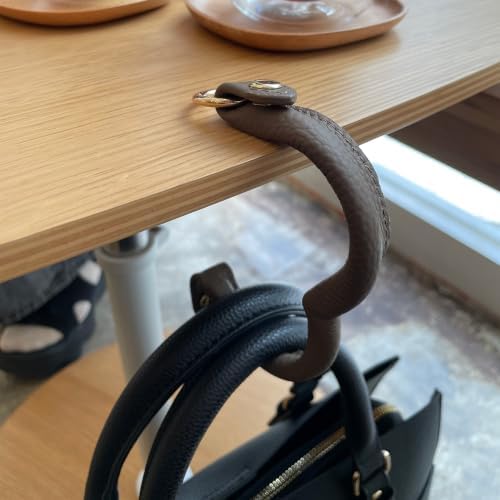 Top-Grain Leather Handbag Hanger, Foldable Purse Hook, BlueGray - Image 4