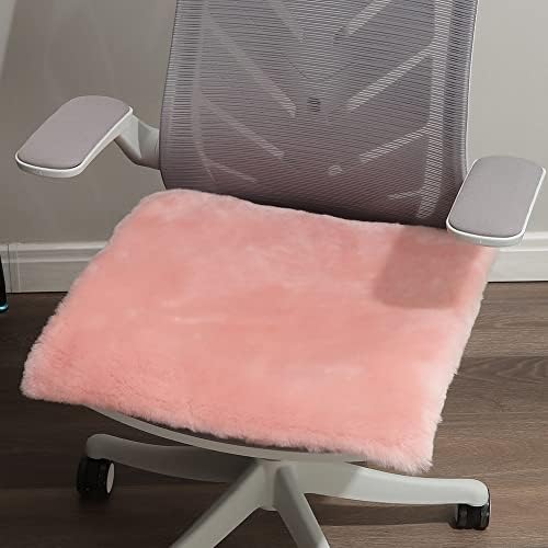 LLB Sheepskin Shearling Chair Cushions and Dining Room Chair Pads - Seat Cushions for Office, Computer and Living Room 19x19 Inch (Pack of 1), Light Pink by LLB