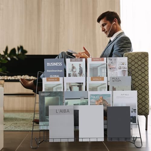 Gejoy 6 Tiered Book Display Rack Wire CD Display Rack Book SigningTabletop Magazine Countertop Holder Retail Literature Brochures Holder(Black) - Image 6