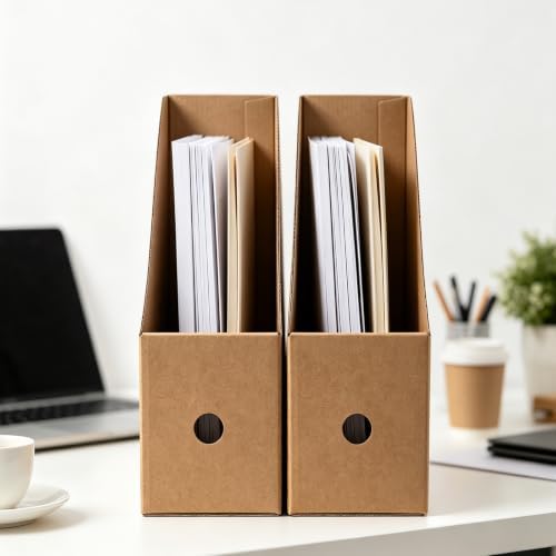 20 Pack Cardboard Magazine File Holders, Sturdy Book Bins for Classroom Library, 10.6'' ×10.2'' ×3.5'' Inch Vertical File Folder Box - Image 5