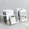 2 Pcs Acrylic File Organizer with 4 Vertical Compartments, 360° Rotating Vertical Desk Organizer for Books, Folders, Magazines, Compact Clear Book Stand & Binder Holder for Office Desk Storage by LIYAOLI