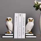 Book Ends for Shelves, Owl Decorative Bookends Bronze Bird Book Stopper Unique Kids Book Holders with Anti-Slip Base Luxurious Bookends for Kids Rooms Office Home Decor(White) - Image 4