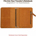 Leather Insert for Pocket Size Notebook (4" x 5.1") – Handmade Notebook Organizer with Card Slots & Zipper Pocket, Refillable Journal Insert, Travel Notebook Insert, Planner Insert, Warm Brown - Image 5