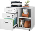 DEVAISE 3-Drawer File Cabinet with Lock, Mobile Wood Filing Cabinet, White by DEVAISE