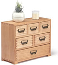 KIRIGEN Wooden Desk Organizer with 6 Drawers, Label Holders, Natural 3D6CG by KIRIGEN