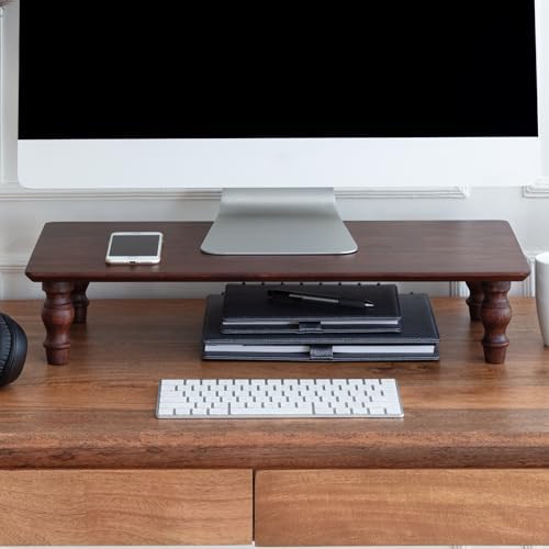 Anji Mountain Monitor Stand for Desk - Desktop Organizer & Laptop Riser, Ergonomic Monitor Riser, Space-Saving, Durable, Easy Assembly & Ideal for Home & Office,Walnut, 24-Inch, Classic by AnjiMountain