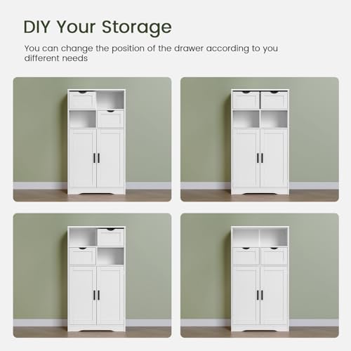 Iwell Bathroom Storage Cabinet with 2 Drawers, Small Kitchen Pantry Cabinet - Image 6