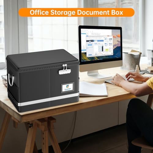 5200°F Fireproof Document Box, Foldable File Organizer with Lock - Image 2