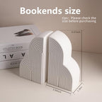 Matte Textured Arch Ceramic Bookends Pair,Heavy Duty Decorative Book Holders,Speckled Black Dot Sculpture Book Stoppers for Shelf Tabletop, Minimalist Modern Home Decor Gift for Book Lovers（White） - Image 3