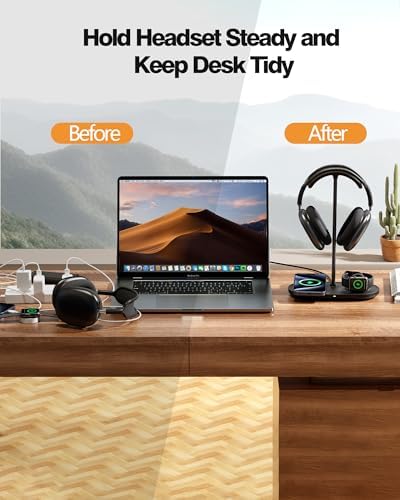 HiWe Headphone Stand, 2-in-1 MagSafe Wireless Charger for iPhone/iWatch - Image 5