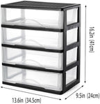 BYCY Medium 4 Drawer Clear Stacking Desktop Organizer for Office Supplies,Stackable Storage Drawers Plastic Storage Bins For Kitchen Cabinets, Pantry, Home Organization (Black, Medium 4Drawer) - Image 3