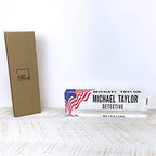 Artblox Office Desk Name Plate Personalized | Custom Name Plates for Desks | Us Flag Design On Clear Acrylic Glass | Office Desk Decor - (8" x 2.5") - Image 6