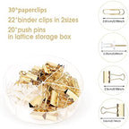 KAAKOW Gold Desk Organizers and Accessories Office Supplies Set Stapler, Pen Holder, Phone Holder, Scissors, Pen, Ruler, 30 Paper Clips, 22 Binder Clip, 20 Tacks and 1000pcs Staples (Gold) - Image 4