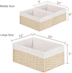 Vagusicc Wicker Basket, Set of 3 Hand-woven Storage Baskets for Organizing, Decorative Bathroom Wicker Storage Basket Bins with Handles, Small Toilet Paper Storage Baskets for Shelves & Decor, Beige - Image 3
