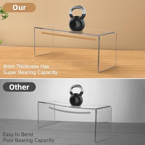 Aminigram 4 Pack Clear Shelf Risers, Display Stands 12.4L x 4W x 4.6H in - Image 4