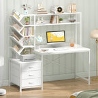 YOMILUVE 52" Computer Desk with Bookshelf, 3 Drawers ＆ Hutch for Bedroom - Image 3