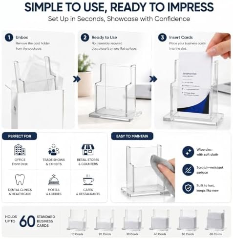 Gerrii 10 Pack Acrylic Business Card Holder Clear,Vertical - Image 5