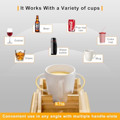 Bestjing 2 Pack Sofa Armrest Tray with Cup Holder Tray (Bamboo) - Image 5