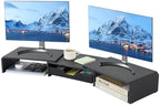 LEKETREE Dual Monitor Stand Riser with Drawer, Computer Stand for Desk, Workspace Desktop Stand, Desk Organizer for Computer, Laptop, TV and More (Black) by Stylishworkspaceeffortlessorganization