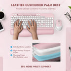 Wireless Keyboard and Mouse Combo, Full-Sized Ergonomic Wave Keys Keyboard with Memory Foam Wrist Rest & Phone Holder, 2.4G Quiet Keyboard Mouse Work Setup for PC Laptop, Office or Home (Pink) - Image 2