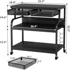 EasyCom 32.3"×18.9" XL Printer Stand with Double Drawers & Wheels - Image 6