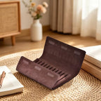 12 Suede Leather Fountain Pen Case Portfolio Divider Slot, Magnetic Closure - Image 3