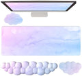 Cloud Mouse Pad and Keyboard Wrist Rest 4PCS Extended Large Desk Mat Pad Set Memory Foam Non-Slip Ergonomic Gaming Mouse Pad Wrist Support for Computer Laptop Home Office Cute Pink Blue Sky by WFCYGL