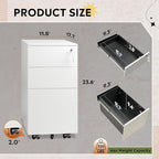 DEVAISE 3 Drawer Slim File Cabinet with Lock, Fully Assembled - Image 2