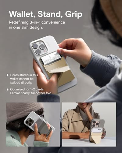 MOFT Magnetic Wallet Stand Compatible with iPhone 17/16/15/14/13/12 Series, Angle Adjustment & Magsafe Compatible MOVAS Phone Stand,Taupe - Image 3