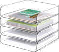 Tomorotec 4 Pack Clear Stackable Letter Tray, A4 Desk File Organizer Set by Tomorotec