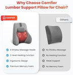 COMFIER Back Lumbar Support Pillow for Office, Heated Back Support with 4 Shiatsu Massage Heads & Heating Function, Memory Foam Lumbar Pillow for Computer Gaming Chair-Gray - Image 6