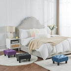 BRIAN & DANY Small Foot Stool, Leather Foot Stools with Legs, Stable Small Footstool for Living Room, Sapphire - Image 2
