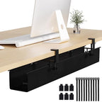 Under Desk Cable Management Tray 39.7" - No Drill Computer Wire Organizer Cable Tray, Cord Hider Clamp Mount with 16X Cable Ties PC Cables Management Cord Holder for Office/Home (Upgrade Fabric,Black) by JOLENSOY
