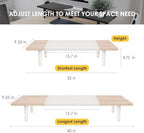 Across-Star Dual-Monitor-Stand-Riser-For-Desk Adjustable Length 32-40 Inch，Large Desktop Computer Monitor Riser For 2 Screens，Desk Shelf Organizer Riser Stand For Computer/Laptop/PC/Printer/TV Black - Image 3