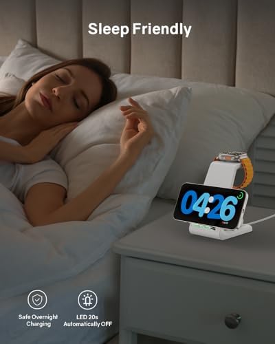Wireless Charging Station for Apple - 3 in 1 Wireless Charger Stand Dock Watch and Phone Charger Station for Apple Watch 11/8/7/SE/6/5/4/3/2, iPhone 17 Air 16-12 Pro Max SE XS X, Samsung, AirPods - Image 6