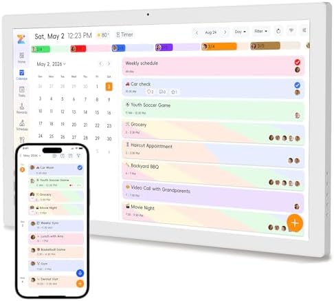 32 Inch Smart Digital Wall Calendar for Family, White by JSUSOU