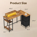 DEVAISE Computer Desk, Home Office, 48 Inch with Drawers, Rustic Brown - Image 3