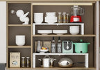 Jojocross Expandable Cabinet Shelf Organizer Storage Spice Rack Shelves for Kitchen Stackable Adjustable Pantry Cupboard Bathroom Countertop Desktop(2Packs/White/Medium) - Image 4