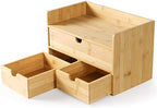 Bamboo Desk Organizer with Drawers, Desktop Storage for Office Supplies - Image 4