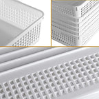 Eslite A4 Size Plastic Storage Basket,Desktop File Paper Letter Organizer Tray, 6-Packs (White+Grey) - Image 5
