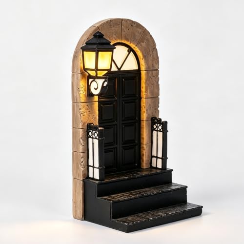 1 Pcs Decorative Bookend with Lighted Lantern, Vintage Resin Book End for Shelves, Unique Book End Weighted Rustic Book Holder for Home, Office and Library Decor (A) by Suruim