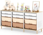 TOOLF 12 Drawers Storage Cabinet with Wooden Top and Plastic Bins,Brown by TOOLF