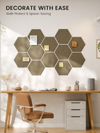 Fluxynara 12-Pack Hexagon Felt Bulletin Board Tiles, Earth Brown - Image 6