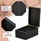 Henoyso 4 x 6 Inches Index Card Holder Set, Bamboo Organizer Box, Black - Image 3