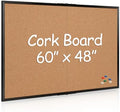Extra Large Cork Bulletin Board 60" X 48", Foldable Notice Pin Board for Wall, Black Wood Framed 5'x4' Corkboard, Wall Mounted Noticeboard with 32 Push Pins for School, Home & Office by Justdowhatyouwanttodo
