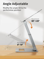 tounee Laptop Stand for Desk Adjustable Height, Telescopic Computer Stand with Pull Out Design Ergonomic Laptop Riser Fits All Laptops 10-17"-Silver - Image 4