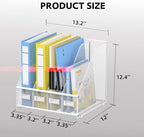 4 Vertical Compartments Magazine File Holder, Metal Binder Organizer, White - Image 2